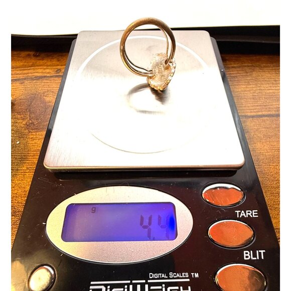 VTG Avon Silver Tone Black Marquise Cabochon Statement Ring Size 6 Retro Fashion - Picture 7 of 7